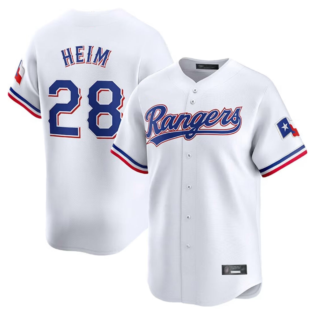 Ndoa T.Rangers #28 Jonah Heim Player White Home Limited Stitched Jerseys