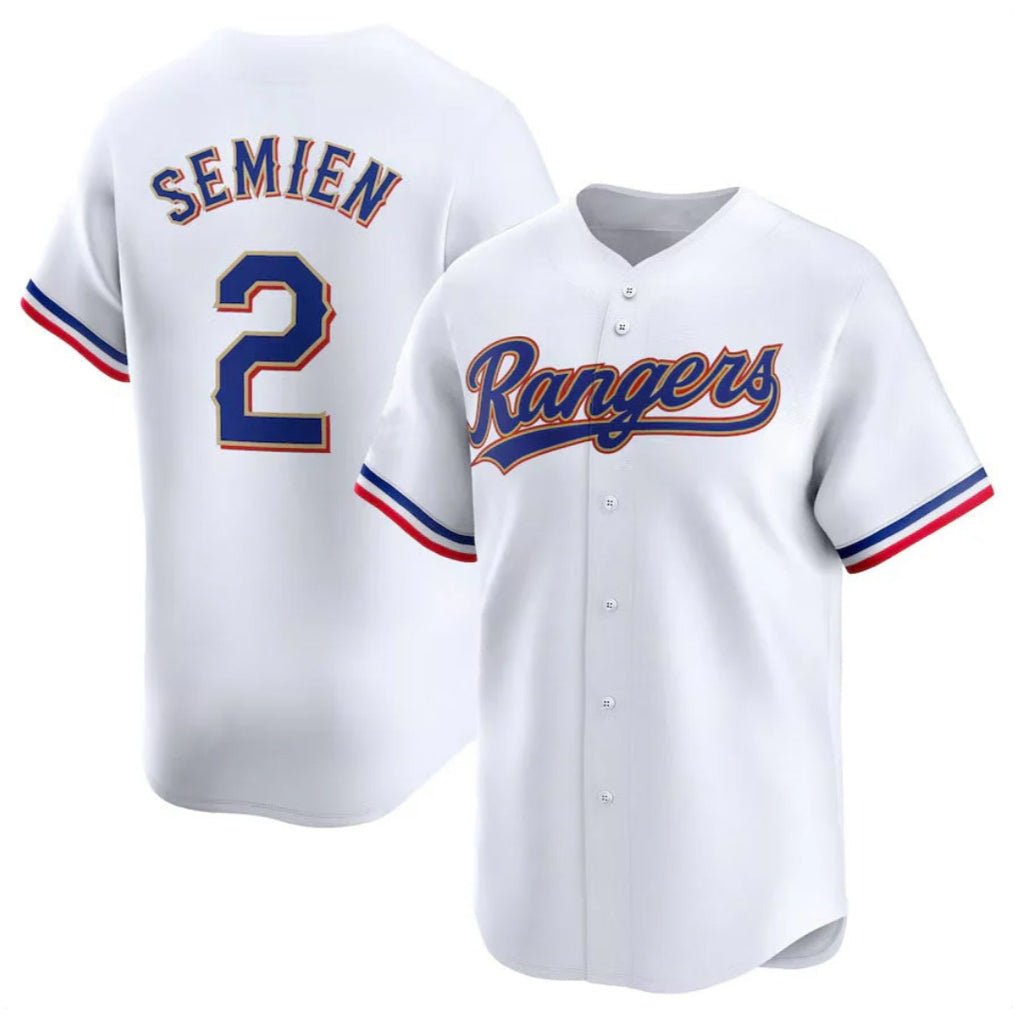 Ndoa T.Rangers #2 Marcus Semien Player Gold Collection Limited White Stitched Jerseys