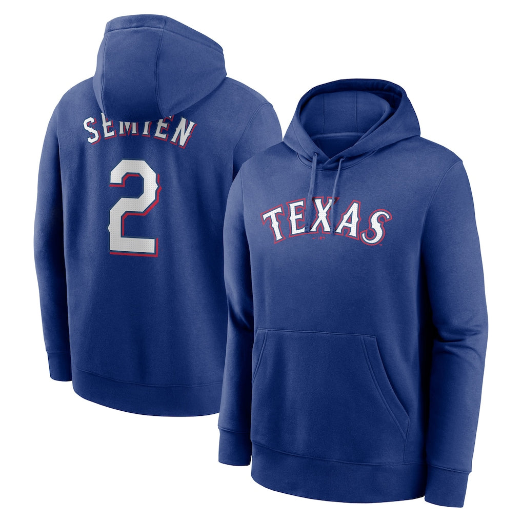 Ndoa T.Rangers #2 Marcus Semien Player Royal Pullover Hoodie Stitched Jerseys