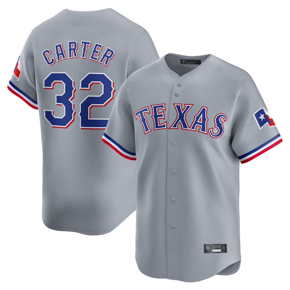 Ndoa T.Rangers #32 Evan Carter Player Gray Home Limited Stitched Jerseys