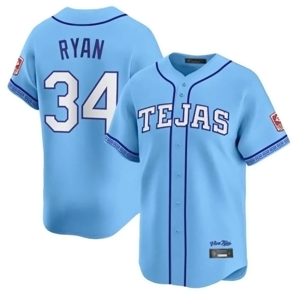 Ndoa T.Rangers #34 Nolan Ryan Player Blue 2026 City Connect Premier Stitched Jerseys