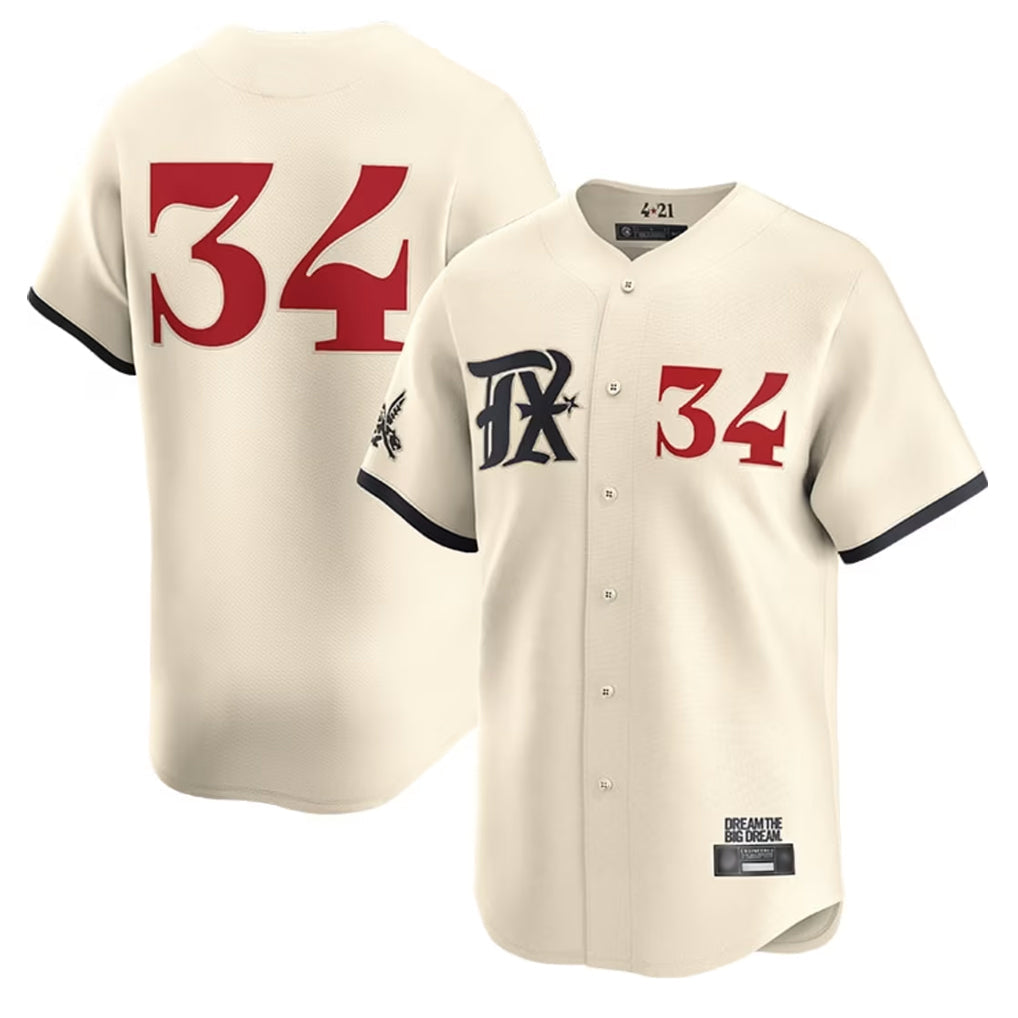 Ndoa T.Rangers #34 Nolan Ryan Player Cream City Connect Limited Cream Stitched Jerseys