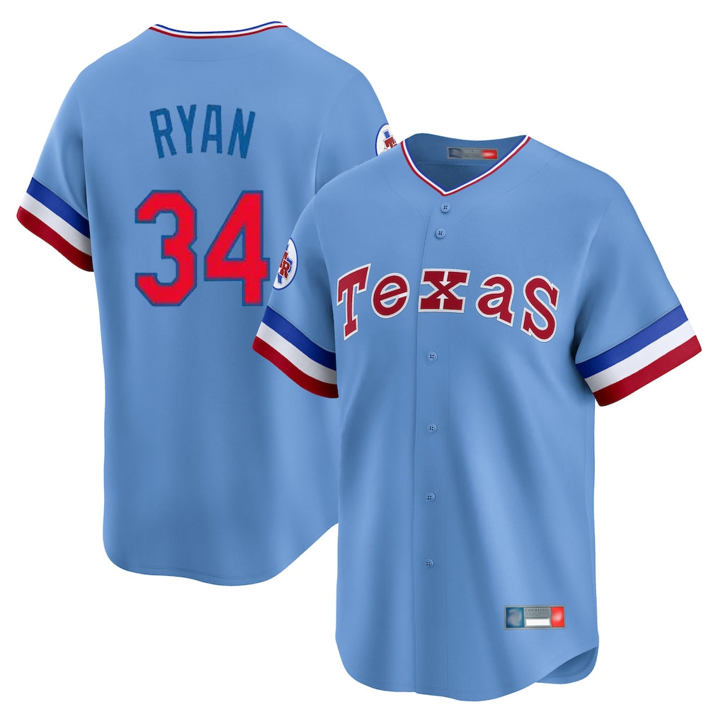 Ndoa T.Rangers #34 Nolan Ryan Player Light Blue Cooperstown Collection Limited Stitched Jerseys