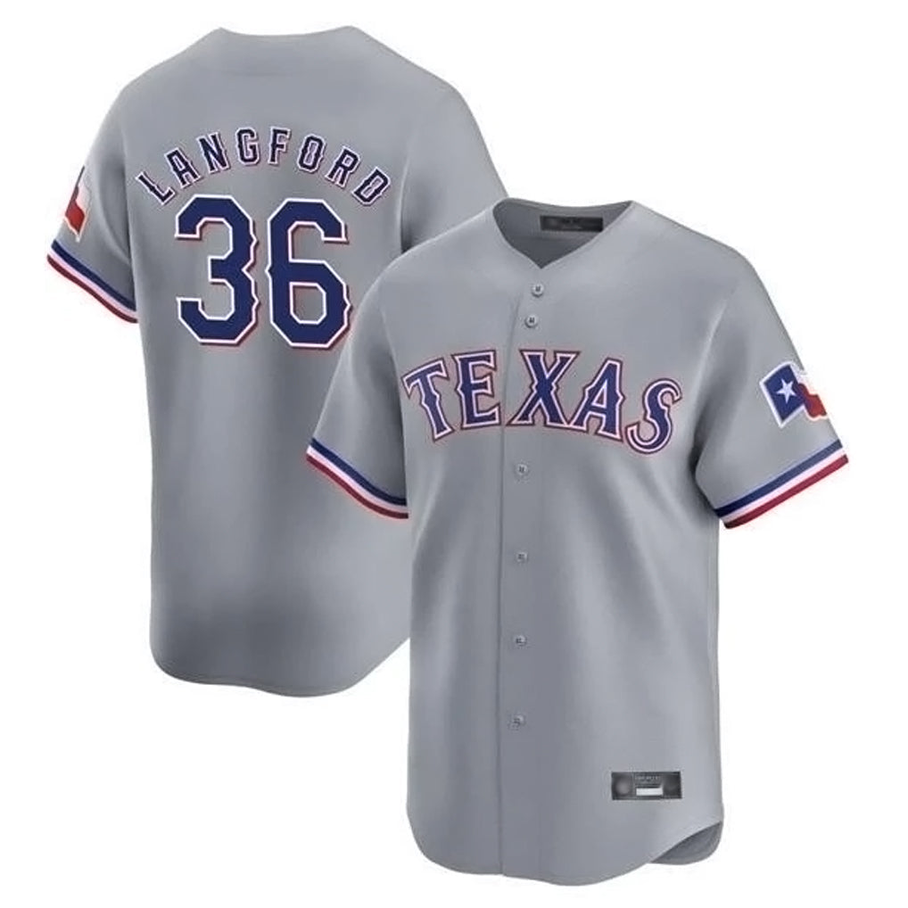 Ndoa T.Rangers #36 Wyatt Langford Player Gray Home Limited Stitched Jerseys