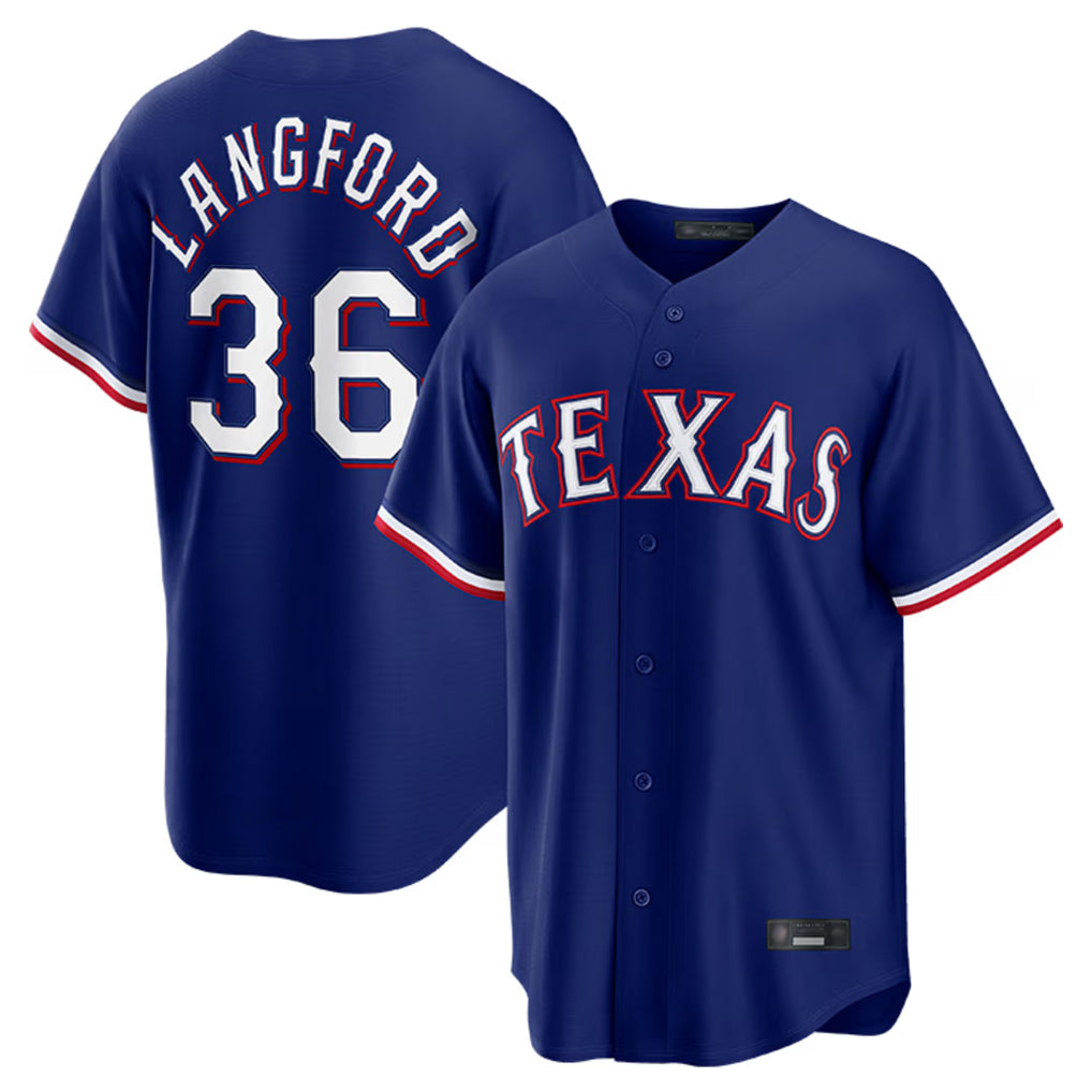 Ndoa T.Rangers #36 Wyatt Langford Player Royal Home Game Stitched Jerseys