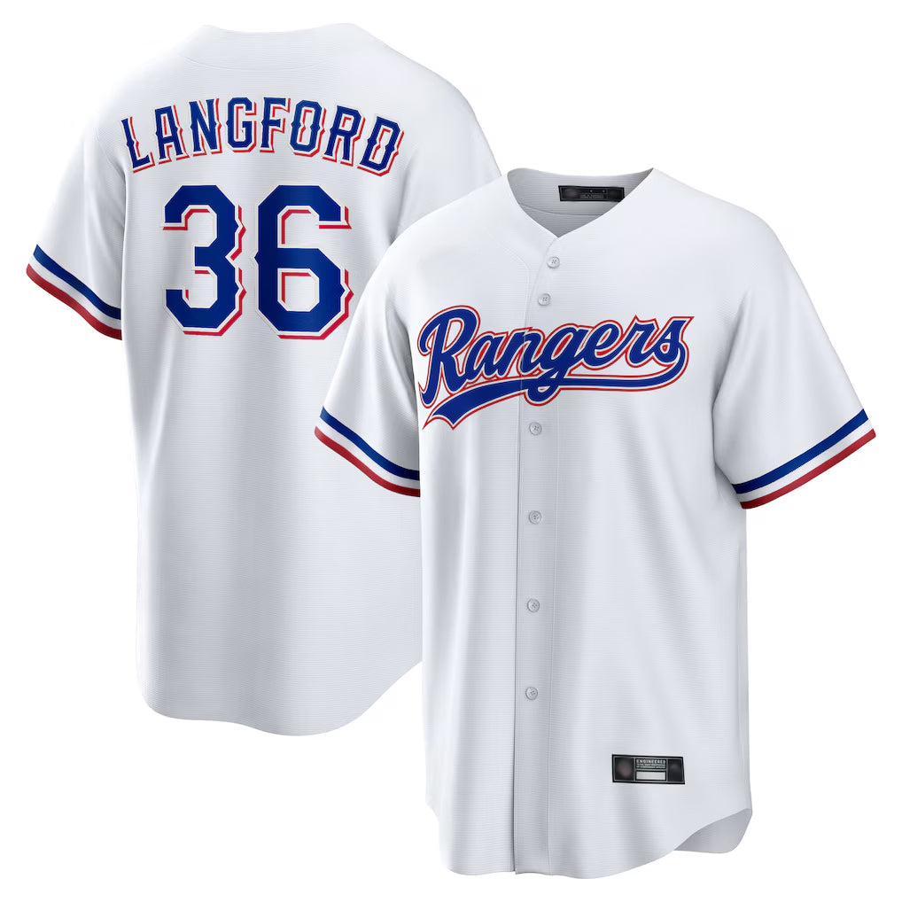 Ndoa T.Rangers #36 Wyatt Langford Player White Home Game Stitched Jerseys