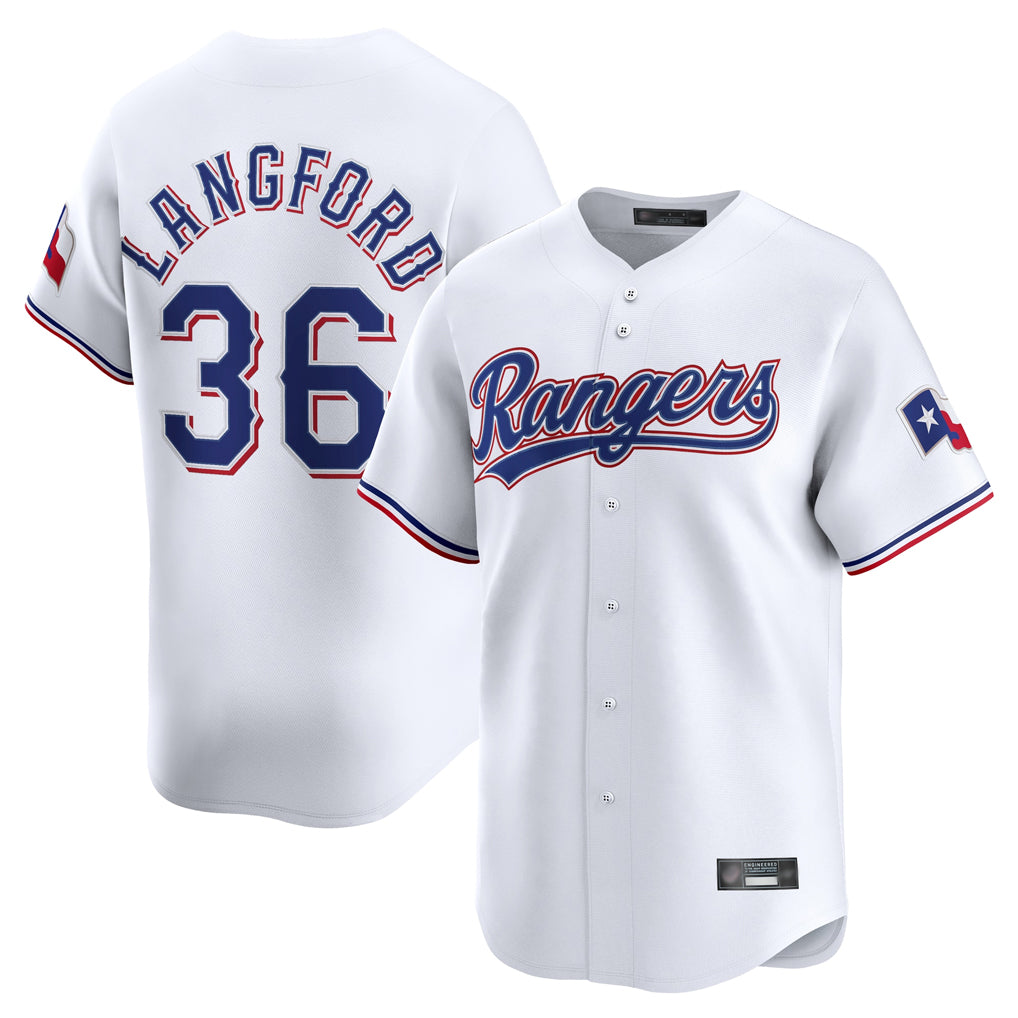 Ndoa T.Rangers #36 Wyatt Langford Player White Home Limited Stitched Jerseys