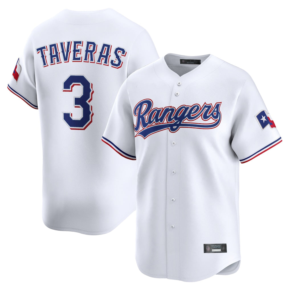 Ndoa T.Rangers #3 Leody Taveras Player White Home Limited Stitched Jerseys