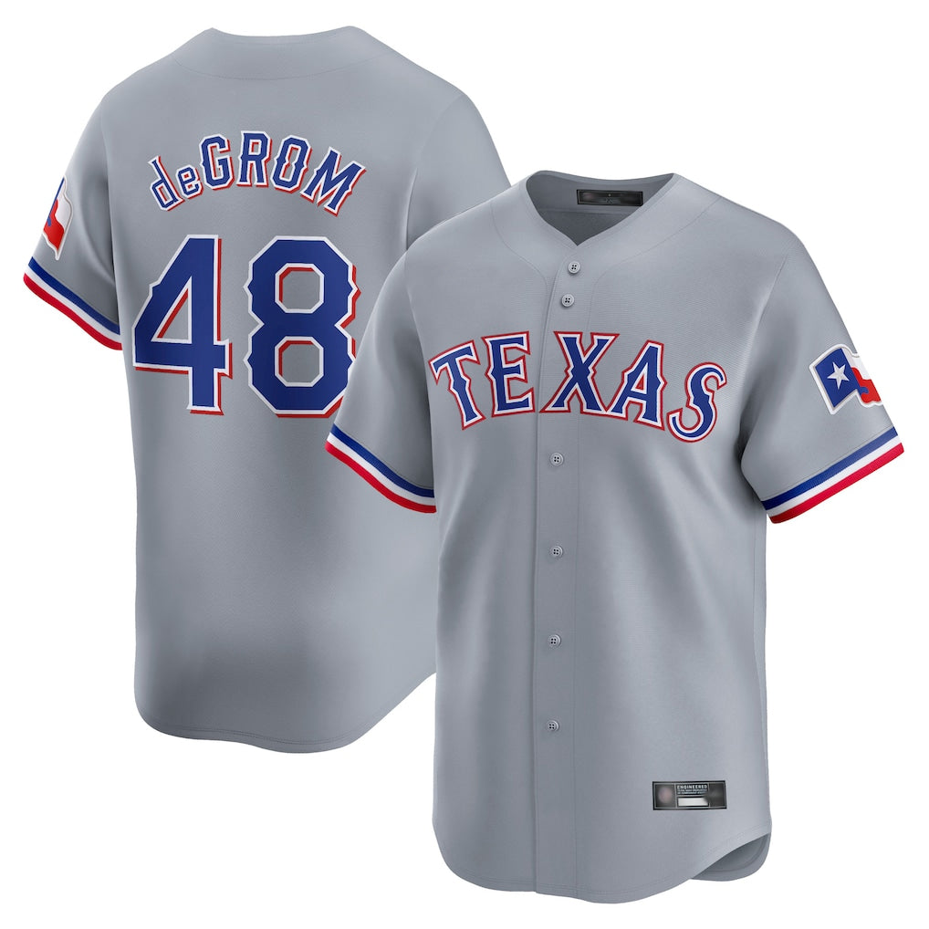 Ndoa T.Rangers #48 Jacob deGrom Player Gray Home Limited Stitched Jerseys