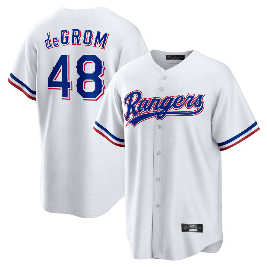 Ndoa T.Rangers #48 Jacob deGrom Player White Home Limited Game Stitched Jerseys