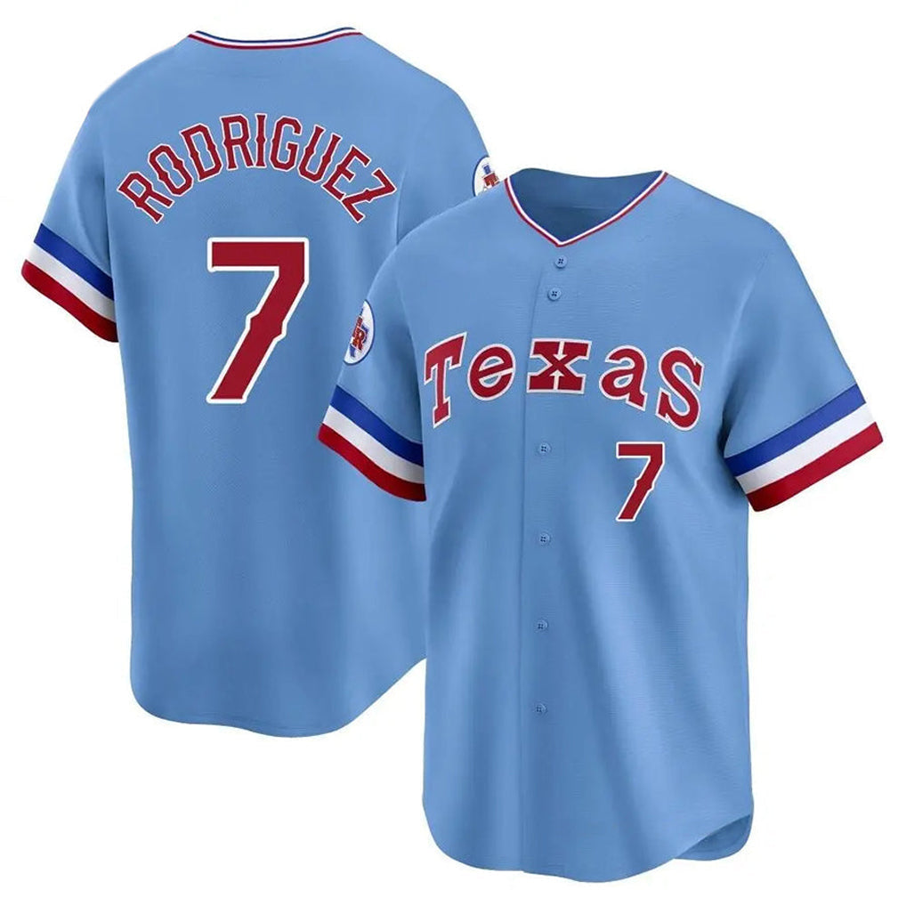 Ndoa T.Rangers #7 Ivan Rodriguez Player Light Blue Cooperstown Collection Limited Stitched Jerseys