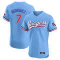 Ndoa T.Rangers #7 Ivan Rodriguez Player Light Blue Limited Home Elite Stitched Jerseys