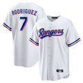 Ndoa T.Rangers #7 Ivan Rodriguez Player White Home Game Stitched Jerseys