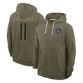 Ndoa T.Titans #11 Jermaine Johnson II Player Olive Salute to Service Hoodies Home Game Stitched Jerseys