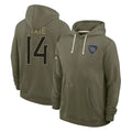 Ndoa T.Titans #14 Carnell Tate Player Olive Salute to Service Hoodies Home Game Stitched Jerseys