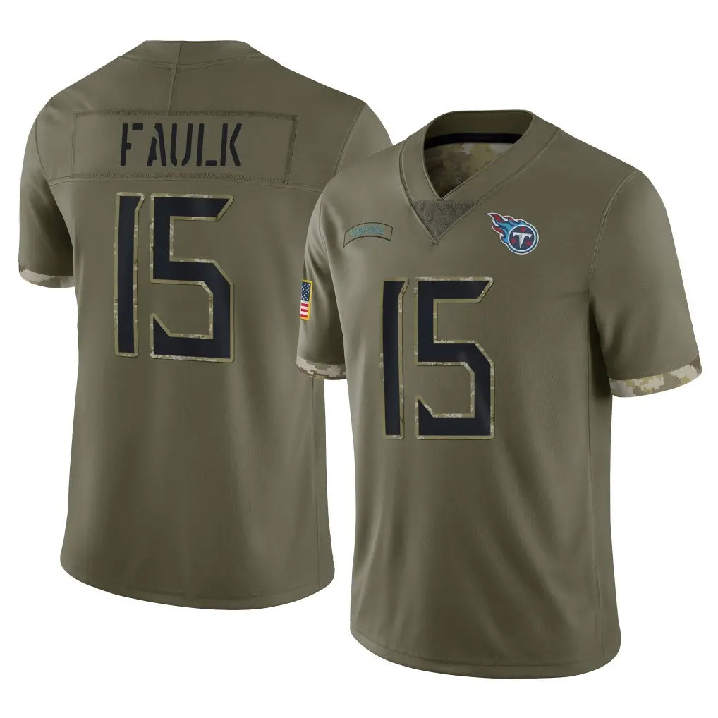 Ndoa T.Titans #15 Keldric Faulk Player Olive Limited Salute to Service Home Game Stitched Jerseys