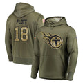 Ndoa T.Titans #18 Cor'Dale Flott Player Olive Salute to Service Pullover Hoodies Home Game Stitched Jerseys