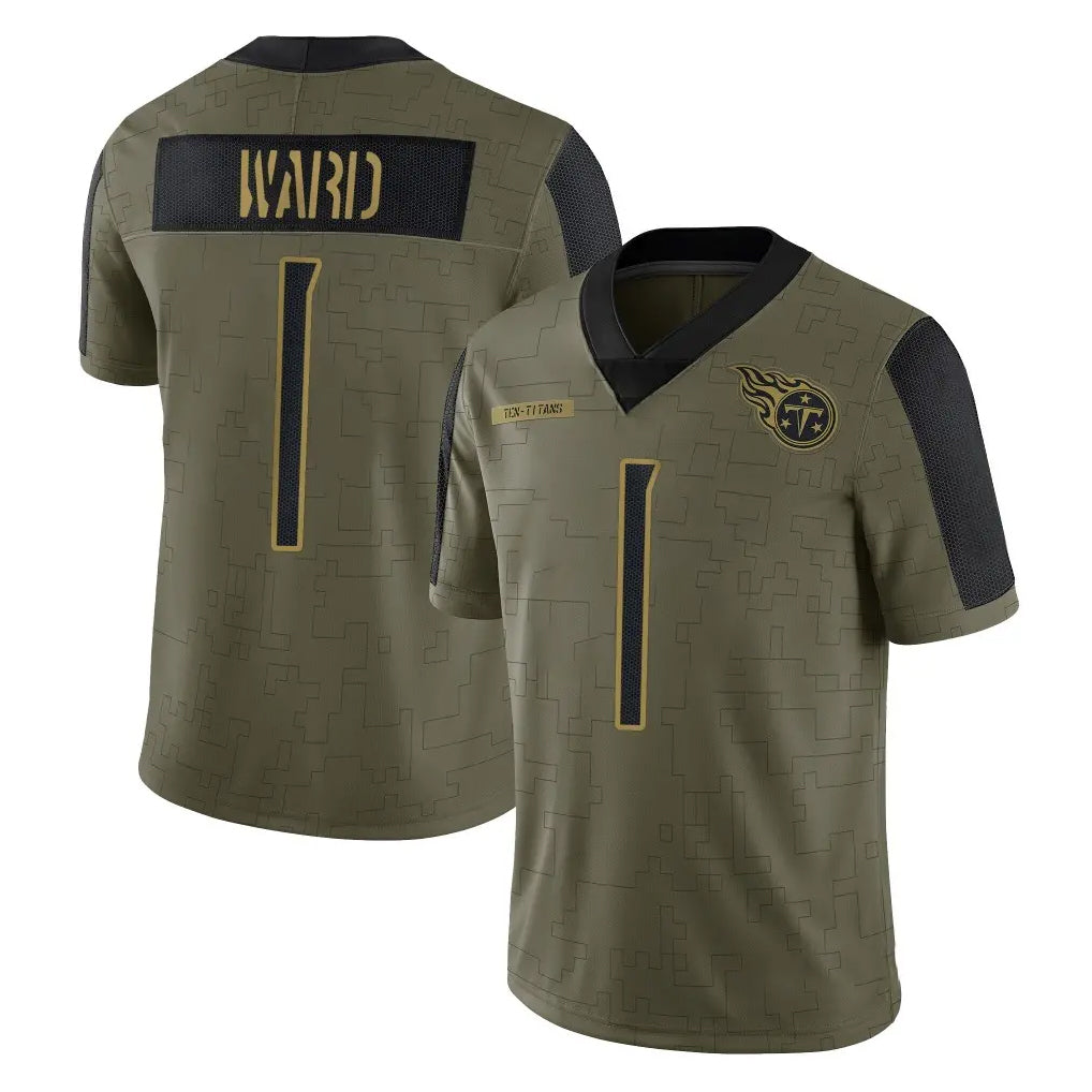 Ndoa T.Titans #1 Cameron Ward Player Olive Salute to Service Limited Home Game Stitched Jerseys
