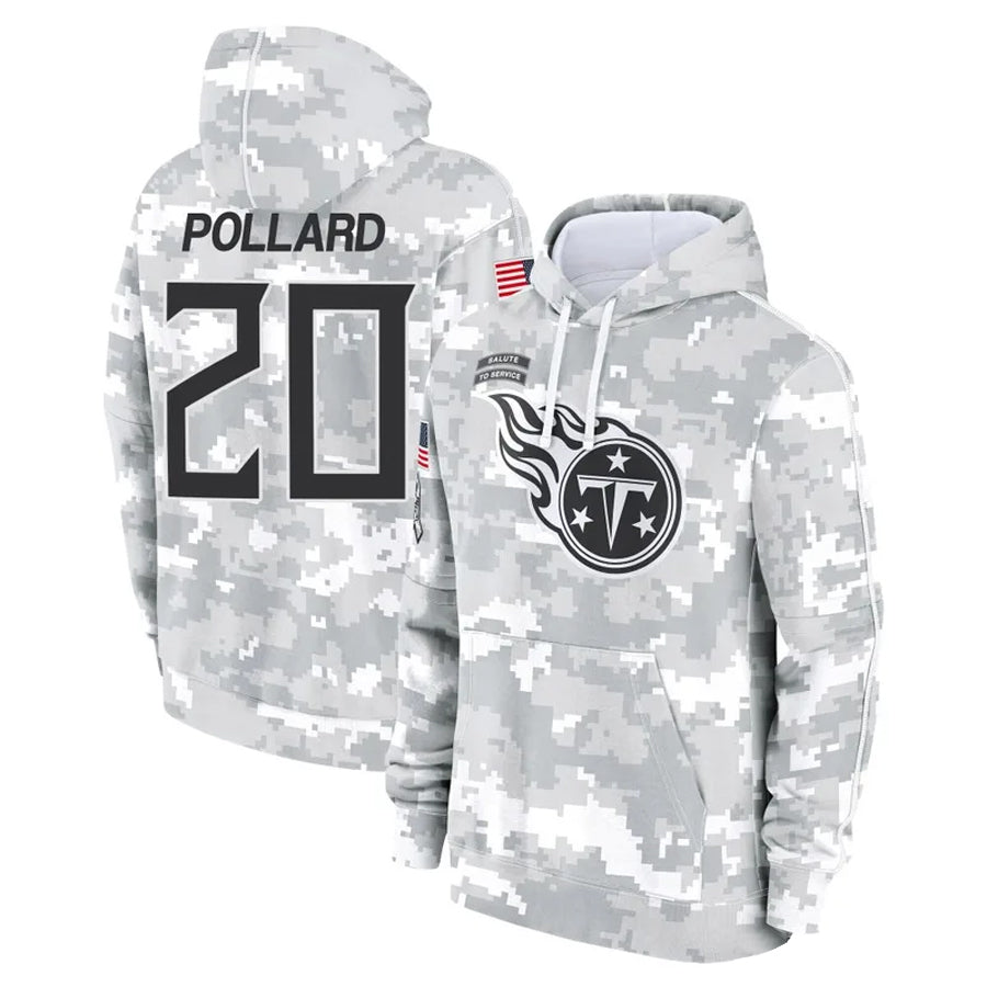 Ndoa T.Titans #20 Tony Pollard Player Arctic Camo Salute To Service Hoodies Game Stitched Jerseys