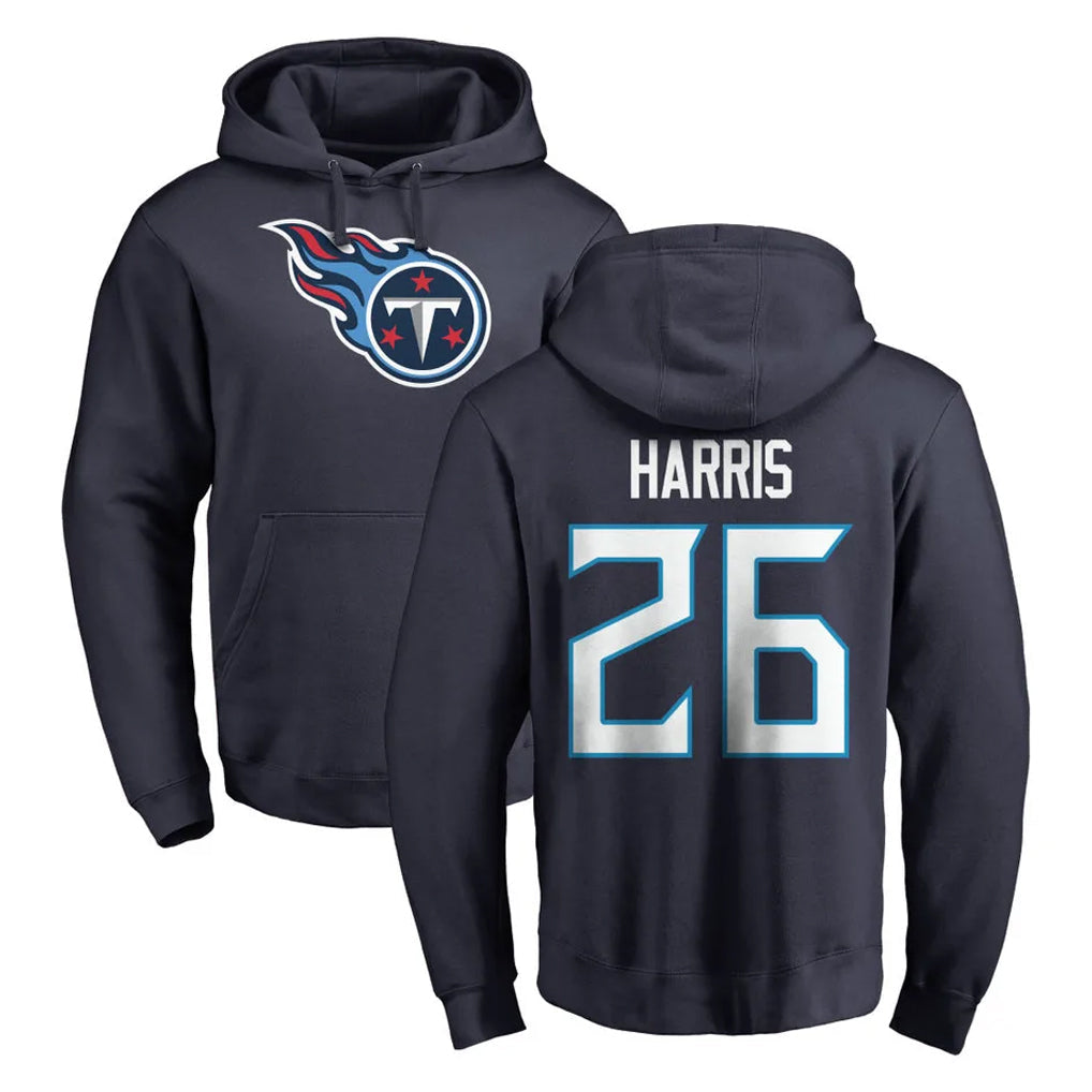 Ndoa T.Titans #26 Marcus Harris Player Navy Logo Pullover Hoodies Home Game Stitched Jerseys