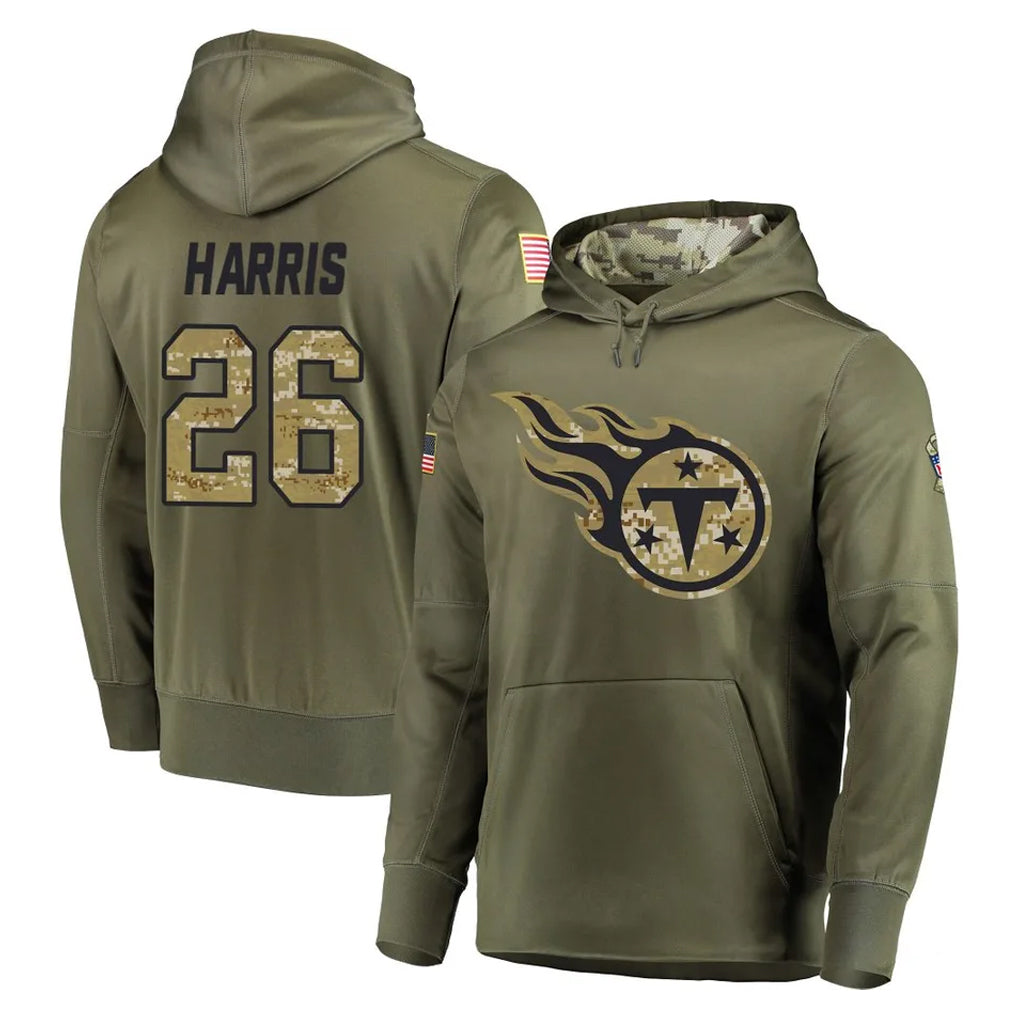 Ndoa T.Titans #26 Marcus Harris Player Olive Salute to Service Pullover Hoodies Home Game Stitched Jerseys