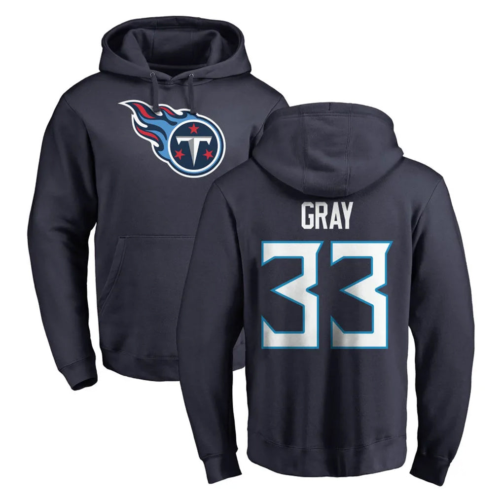 Ndoa T.Titans #33 Cedric Gray Player Navy Logo Pullover Hoodies Home Game Stitched Jerseys
