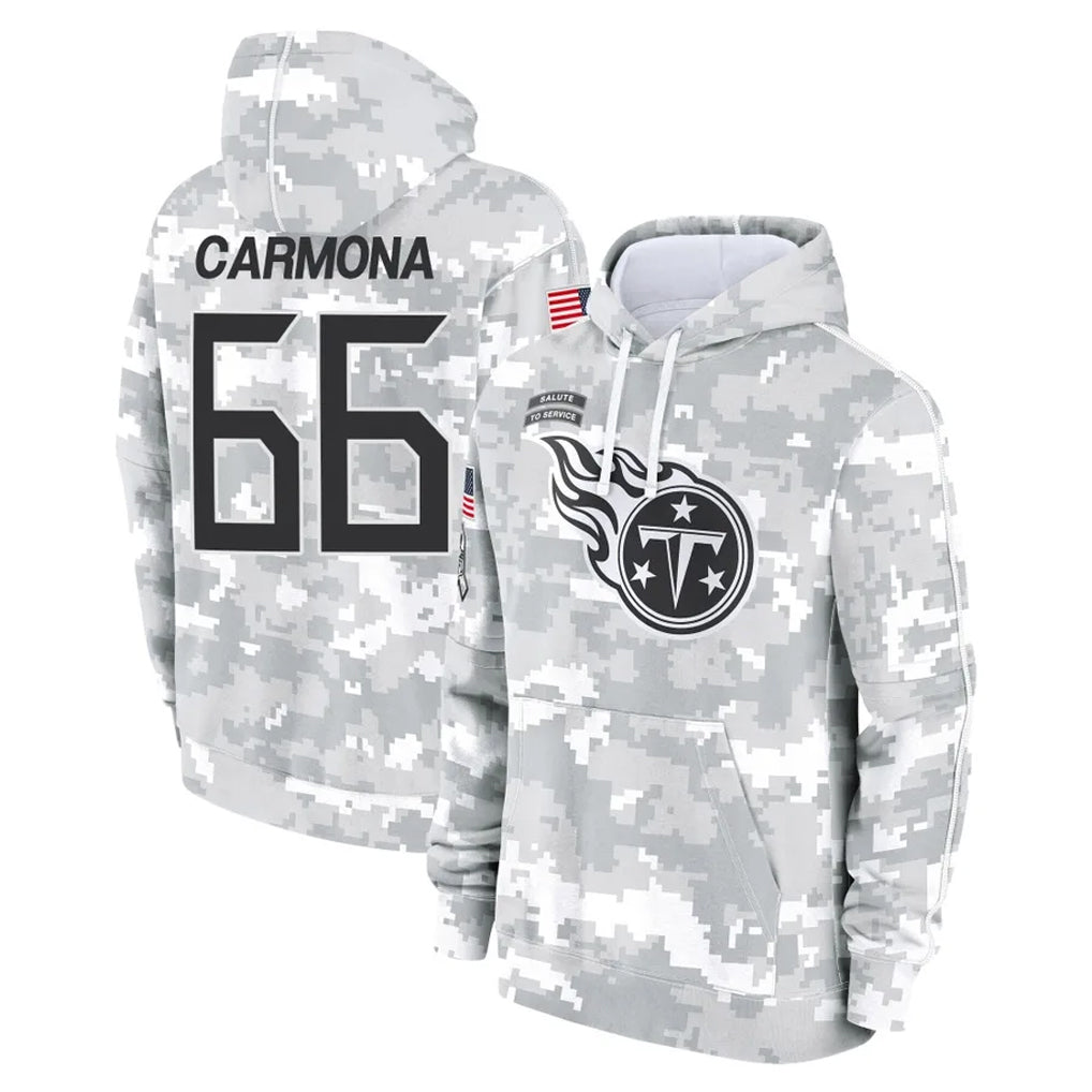 Ndoa T.Titans #66 Fernando Carmona Jr. Player Camo Arctic Salute to Service Pullover Hoodies Home Game Stitched Jerseys