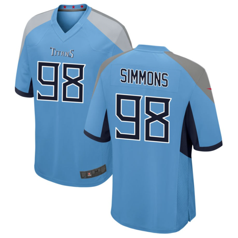 Ndoa T.Titans #98 Jeffery Simmons Light Blue Player Game American Stitched Jerseys