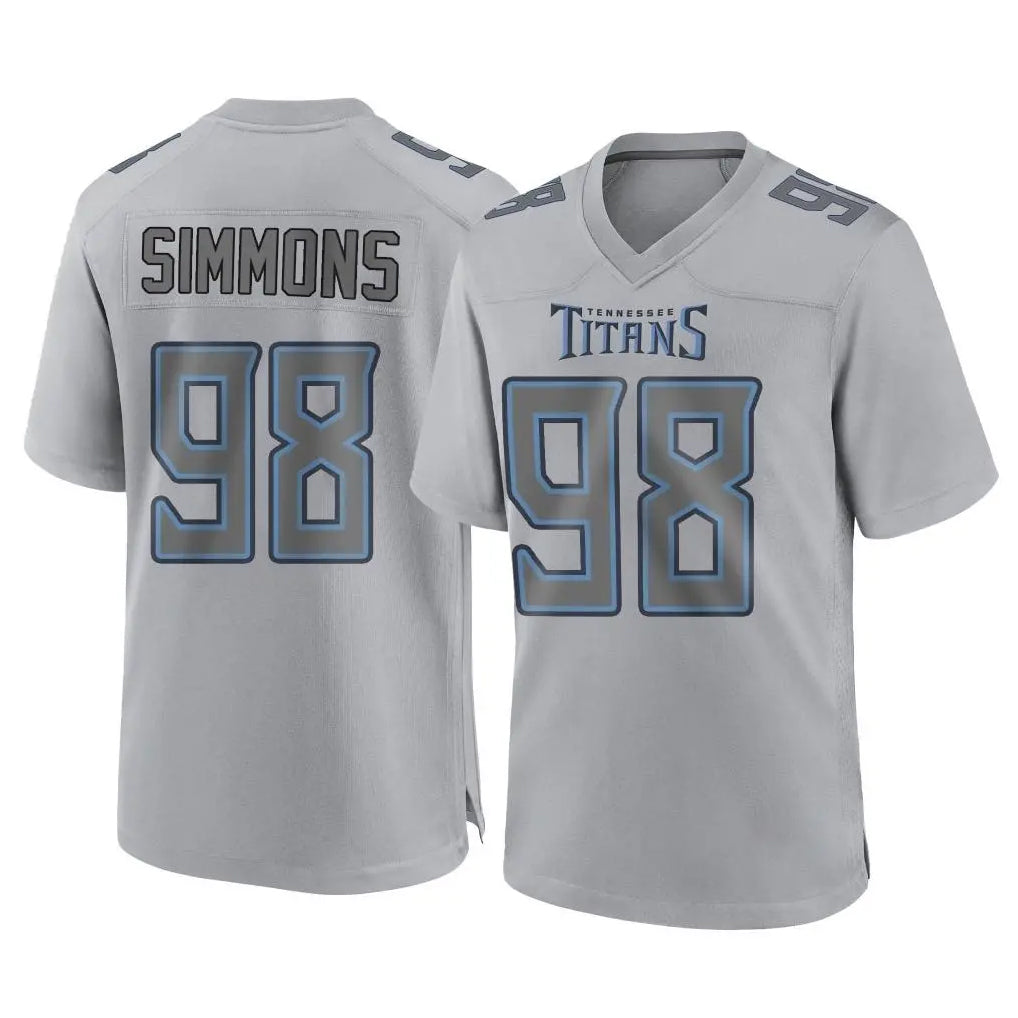 Ndoa T.Titans #98 Jeffery Simmons Player Gray Atmosphere Fashion Home Game Stitched Jerseys