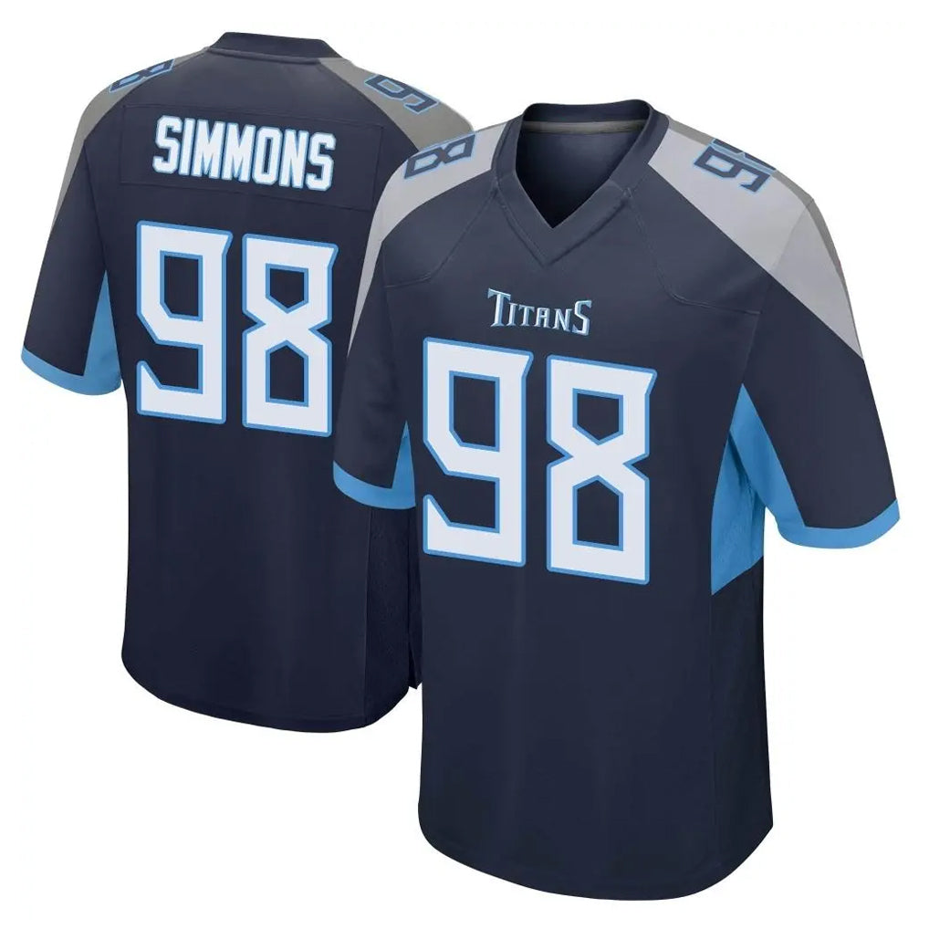 Ndoa T.Titans #98 Jeffery Simmons Player Navy Home Game Stitched Jerseys