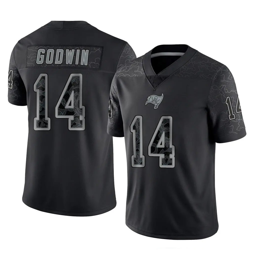 Ndoa TB.Buccaneers #14 Chris Godwin Jr. Player Black Reflective Limited Home Game Stitched Jerseys