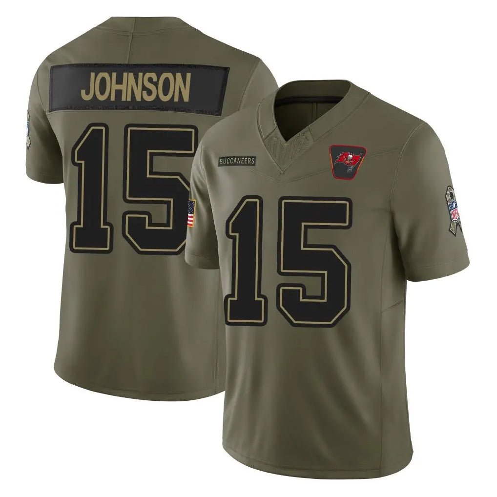 Ndoa TB.Buccaneers #15 Tez Johnson Player Olive 2025 Salute To Service Limited Home Game Stitched Jerseys