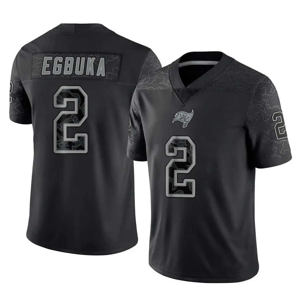 Ndoa TB.Buccaneers #2 Emeka Egbuka Player Black Reflective Limited Home Game Stitched Jerseys