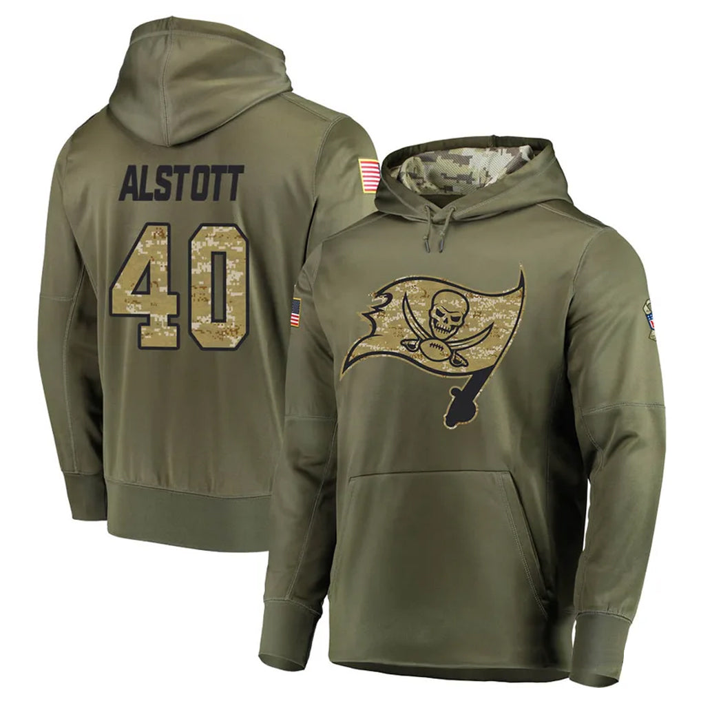 Ndoa TB.Buccaneers #40 Mike Alstott Player Olive Salute to Service Hoodies Stitched Jerseys