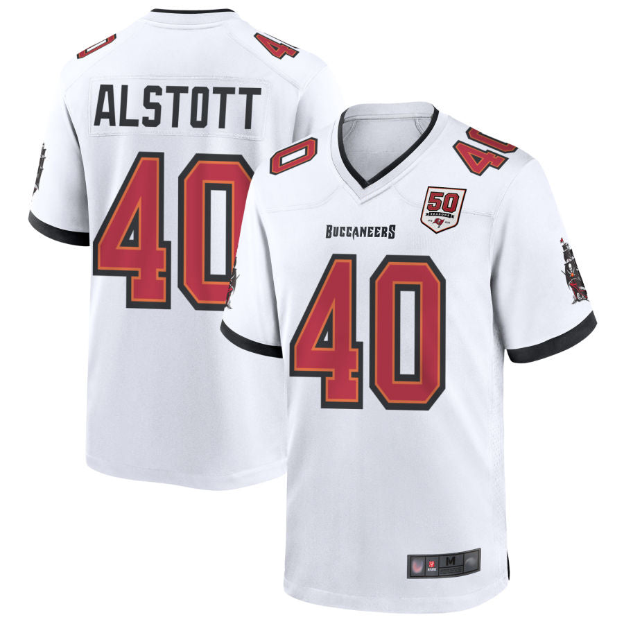 Ndoa TB.Buccaneers #40 Mike Alstott Player White 50th Anniversary Game Stitched Jerseys