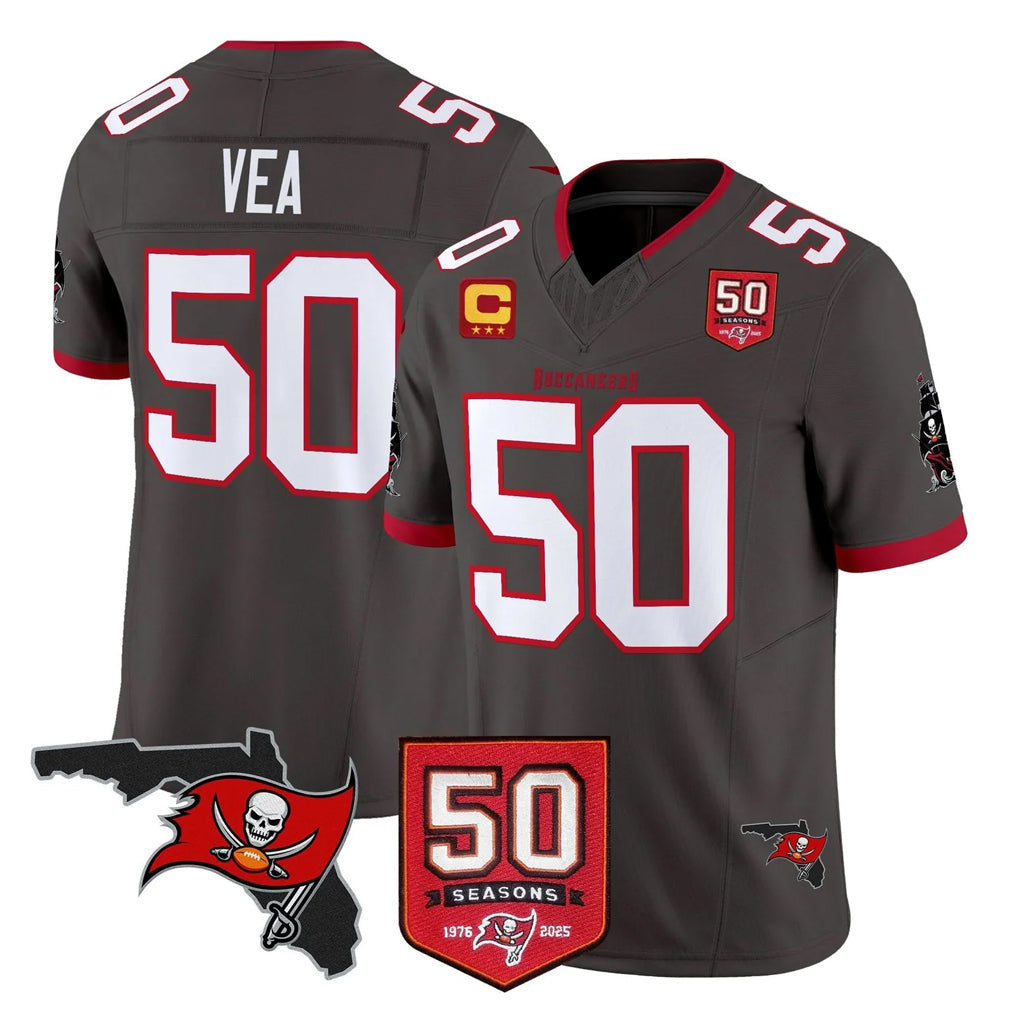 Ndoa TB.Buccaneers #50 Vita Vea Player Pewter Limited 2026 Season Vapor F.U.S.E. Home Game Stitched Jerseys