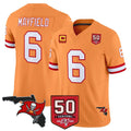 Ndoa TB.Buccaneers #6 Baker Mayfield Player Orange 50th Season Vapor Limited Home Game Stitched Jerseys