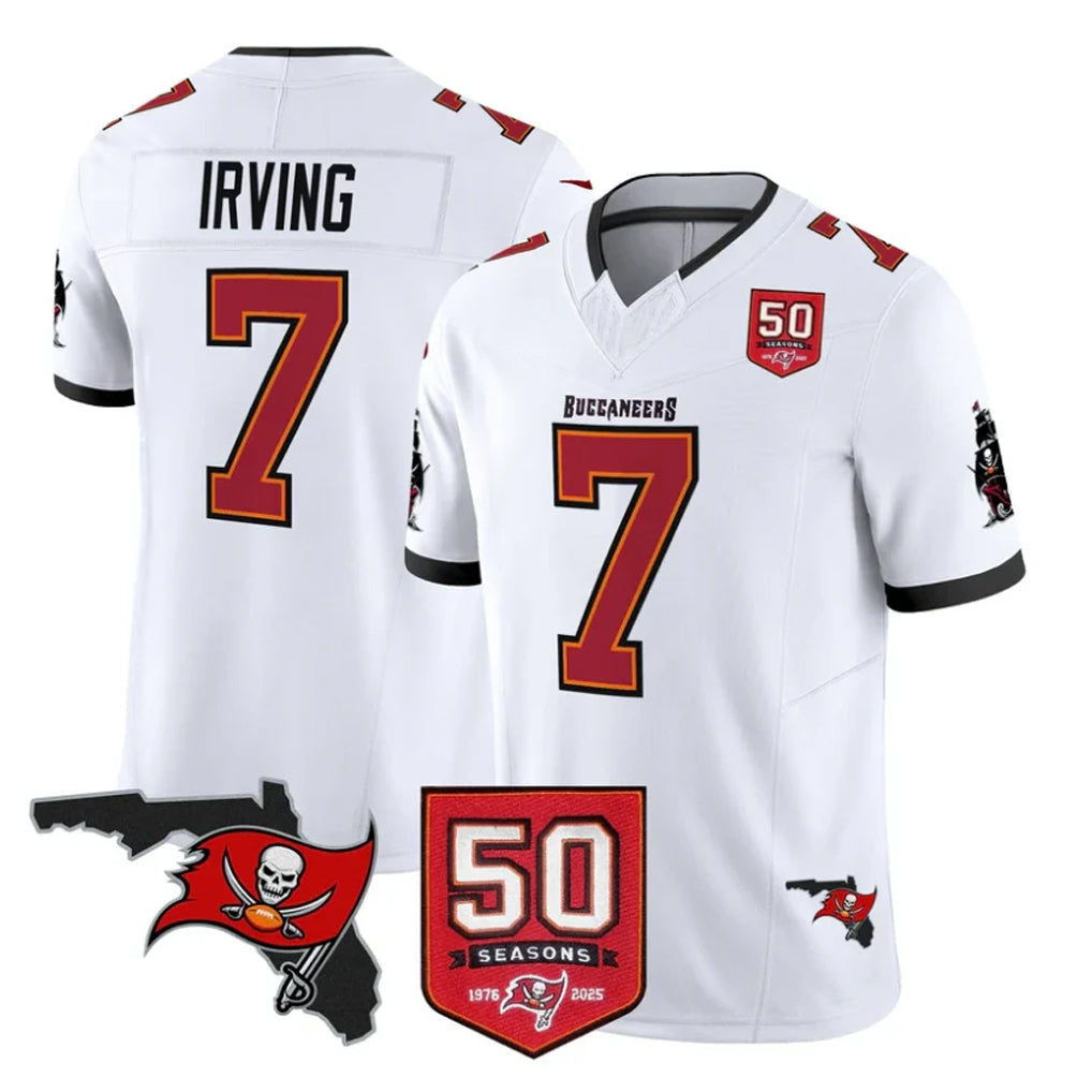 Ndoa TB.Buccaneers #7 Bucky Irving Player White 50th Season Vapor Limited Home Game Stitched Jerseys