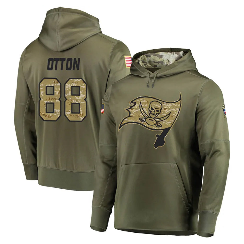Ndoa TB.Buccaneers #88 Cade Otton Player Olive Salute to Service Pullover Hoodie Home Game Stitched Jerseys