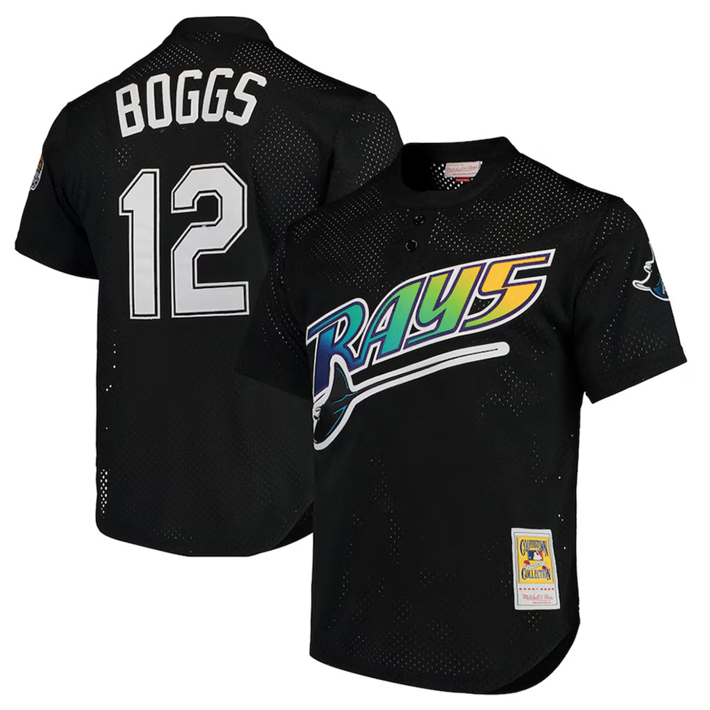 Ndoa TB.Rays #12 Wade Boggs Player Black Mitchell & Ness Cooperstown Replica Stitched Jerseys