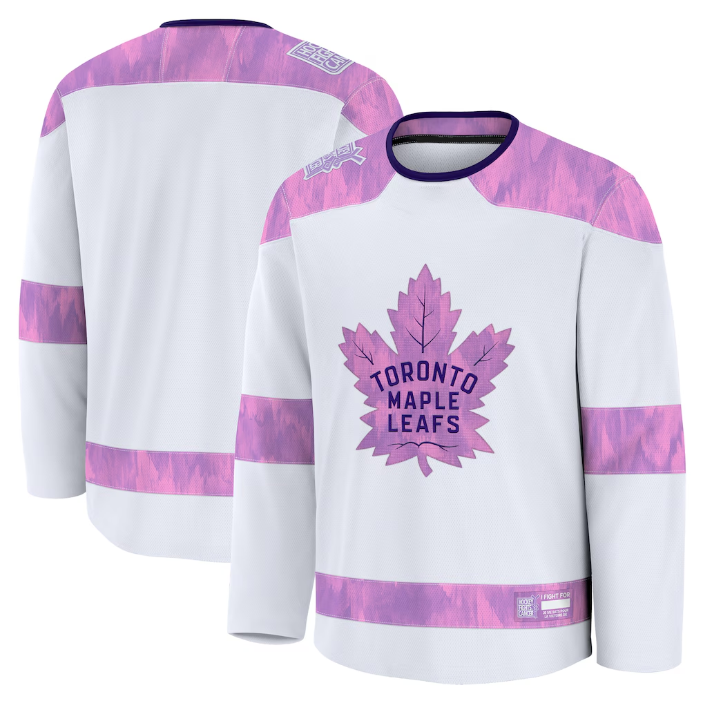 Ndoa T.Maple Leafs White 2024 Hockey Fights Cancer Practice Jerseys