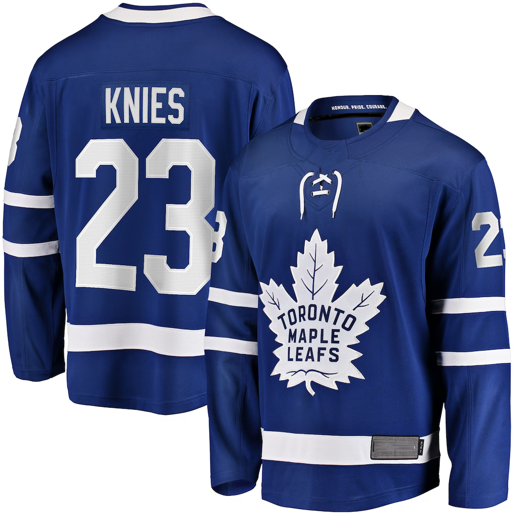 Ndoa T.Maple Leafs #23 Matthew Knies Blue Home Premier Breakaway Player Jerseys