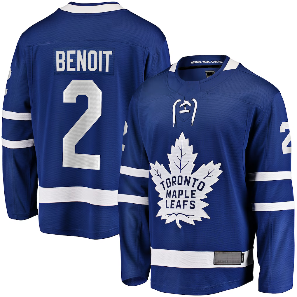 Ndoa T.Maple Leafs #2 Simon Benoit Blue Home Premier Breakaway Player Jerseys
