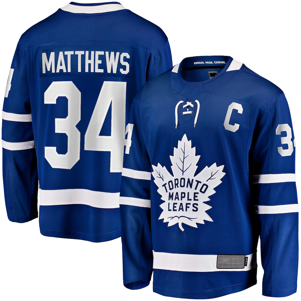 Ndoa T.Maple Leafs #34 Auston Matthews Blue Captain Patch Home Breakaway Player Jerseys