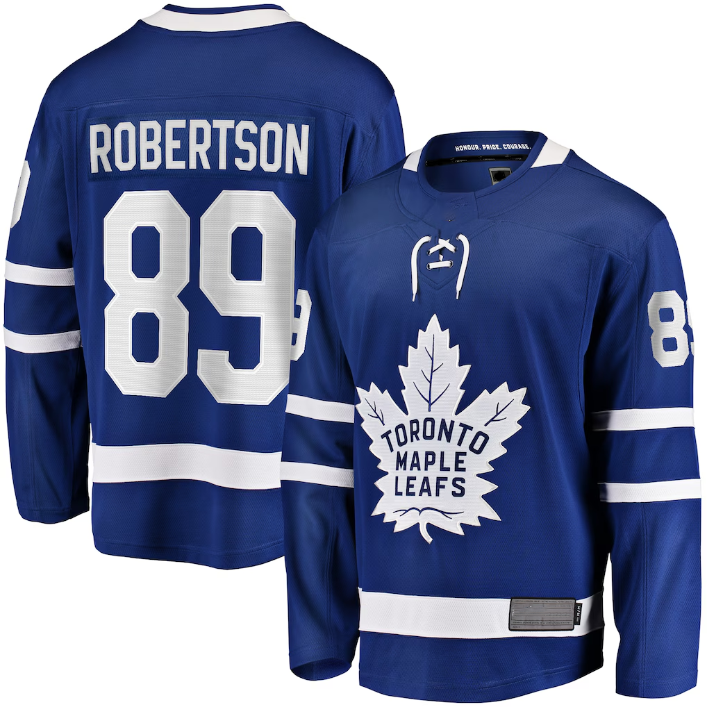 Ndoa T.Maple Leafs #89 Nicholas Robertson Blue Home Premier Breakaway Player Jerseys