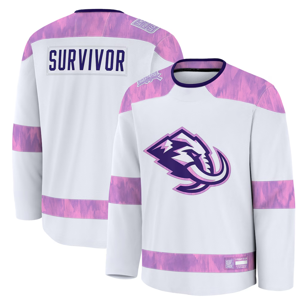 Ndoa U.Mammoth White Hockey Fights Cancer Survivor Practice Jerseys