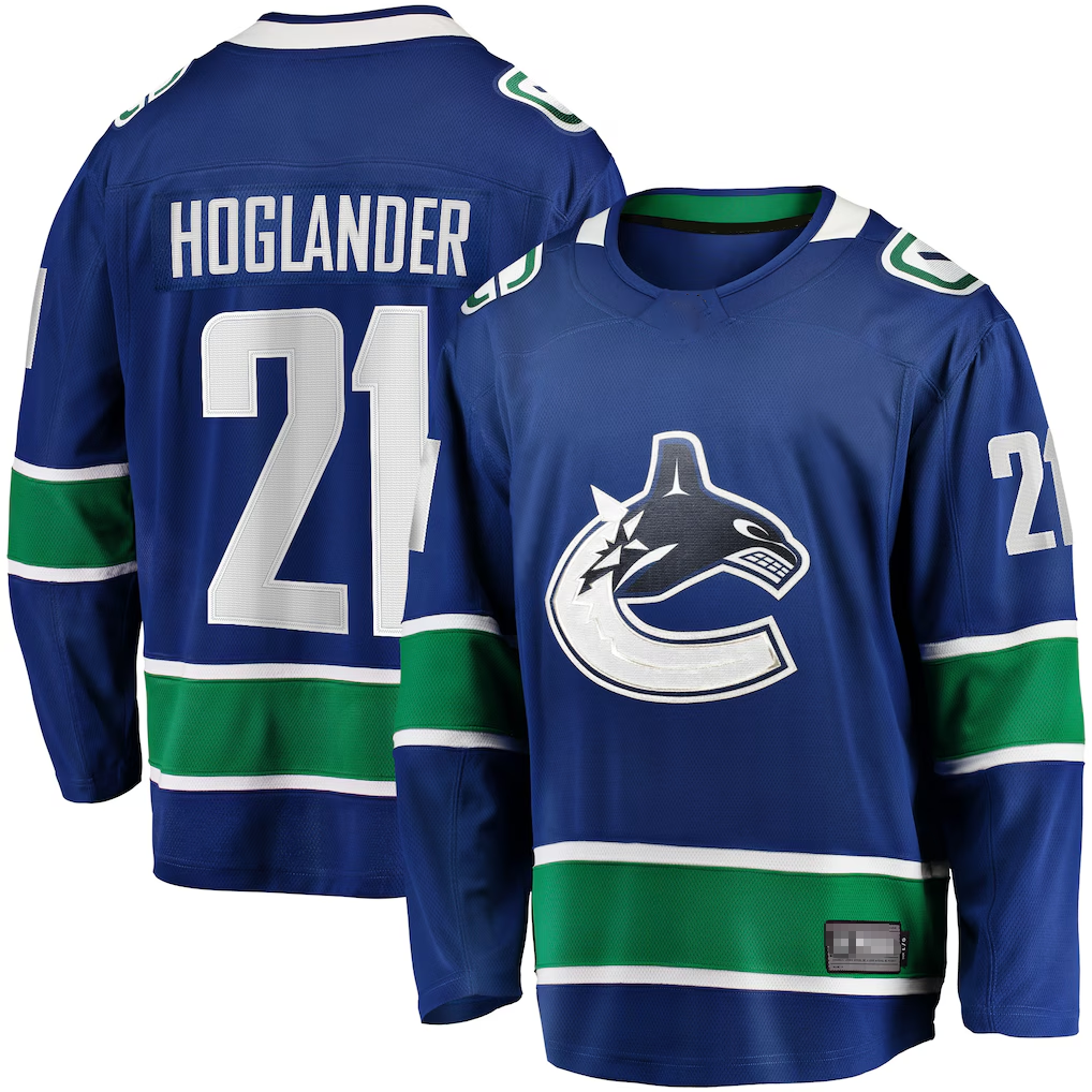 Ndoa V.Canucks #21 Nils Hoglander Blue Home Premier Breakaway Player Jerseys