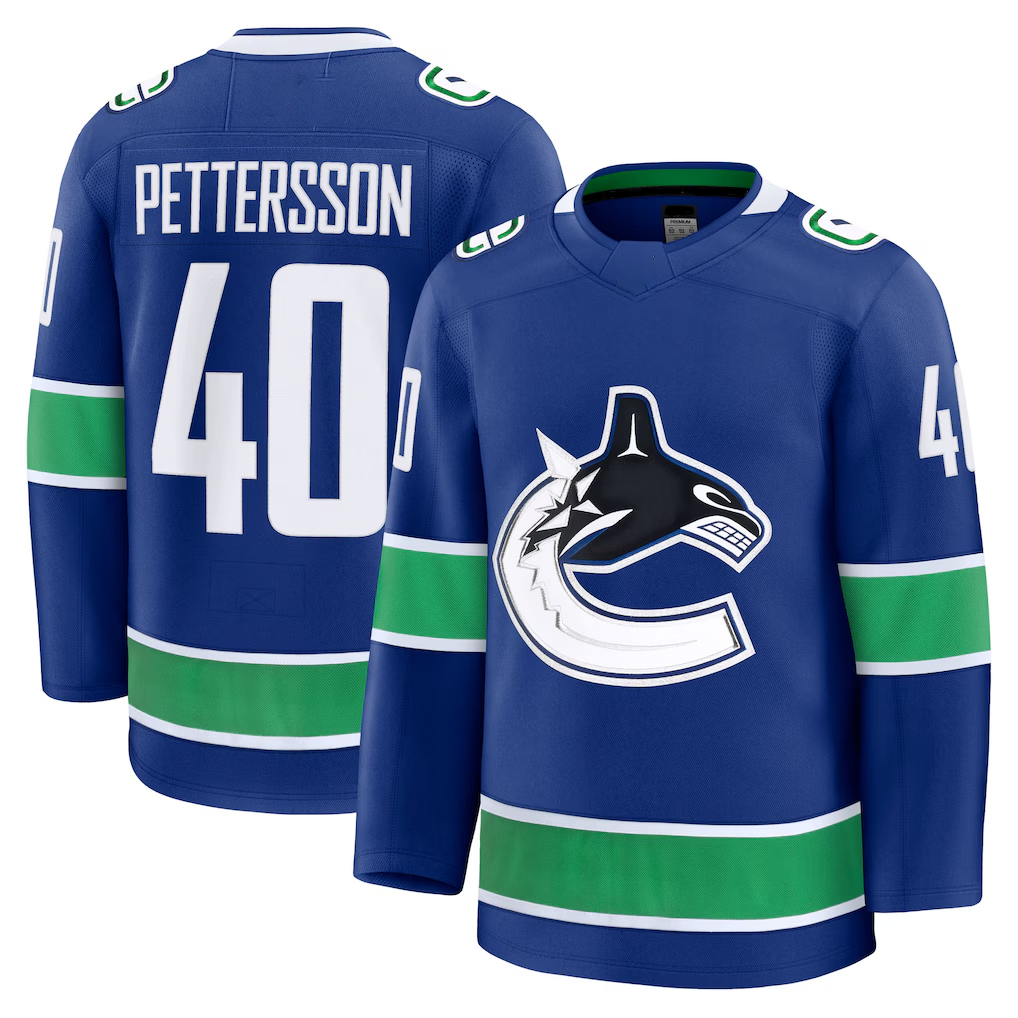 Ndoa V.Canucks #40 Elias Pettersson Blue Home Premium Jerseys
