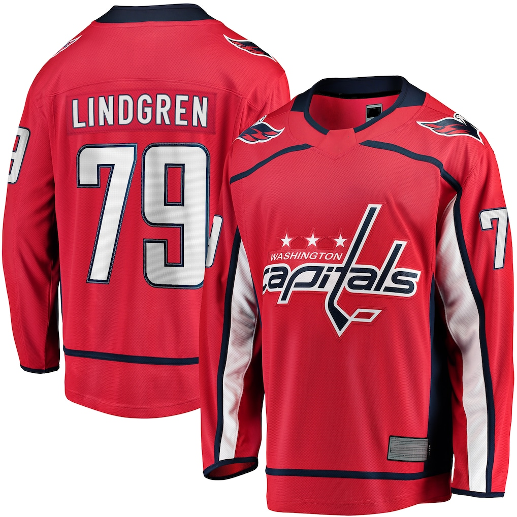 Ndoa W.Capitals #79 Charlie Lindgren Red Home Breakaway Player Jerseys