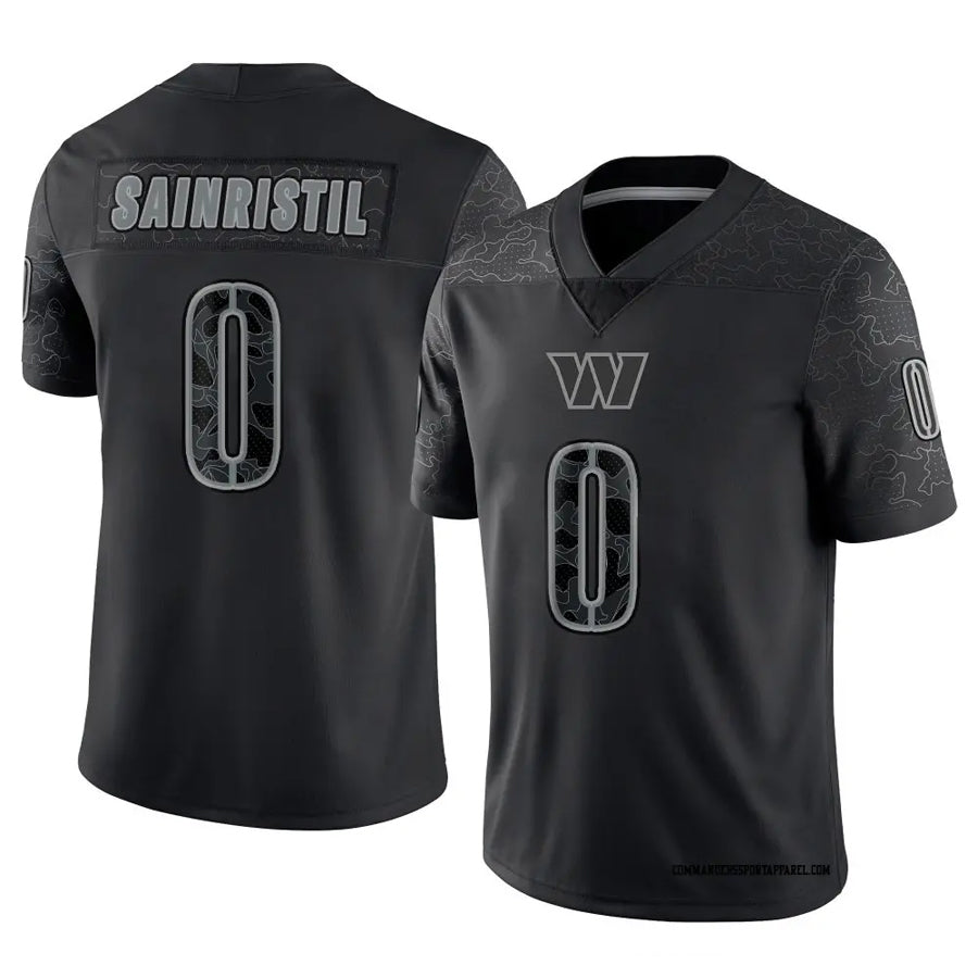 Ndoa W.Commanders #0 Mike Sainristil Player Black RFLCTV Limited Stitched Jerseys